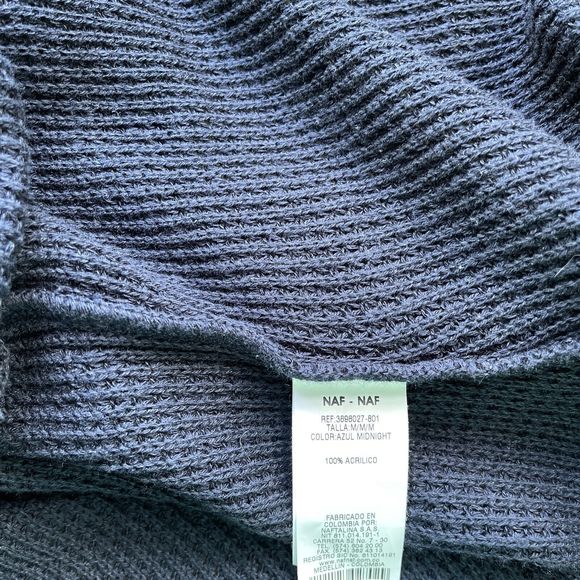 NAF NAF French  Womens Blue Duster Sweater Bows On Side Size M - Picture 8 of 10